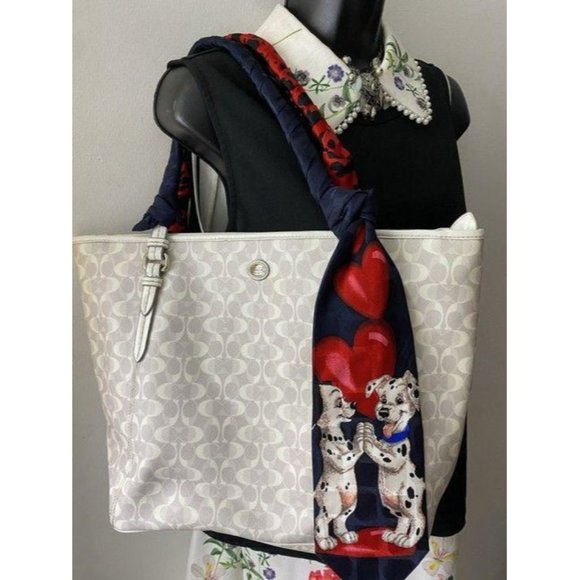 coach w customized w tie sash cream tan tote - Picture 9 of 11